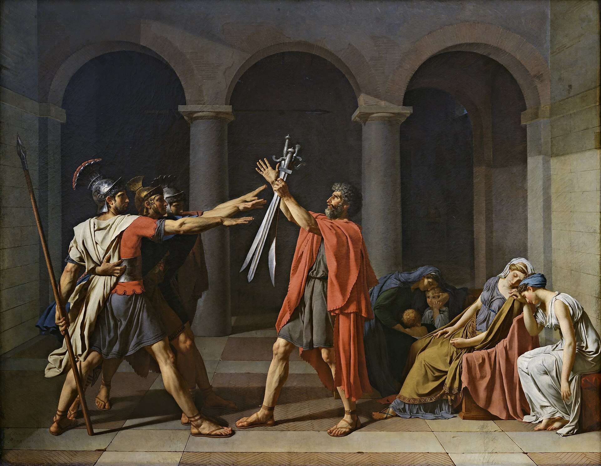 Imagem de referência de O Juramento dos Horácios, descrito nos dados abertos como pintura de Jacques-Louis David