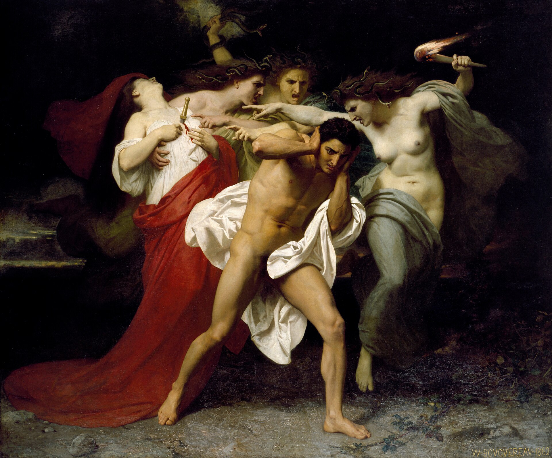 Imagem de referência de O remorso de Orestes, descrito nos dados abertos como pintura de William-Adolphe Bouguereau