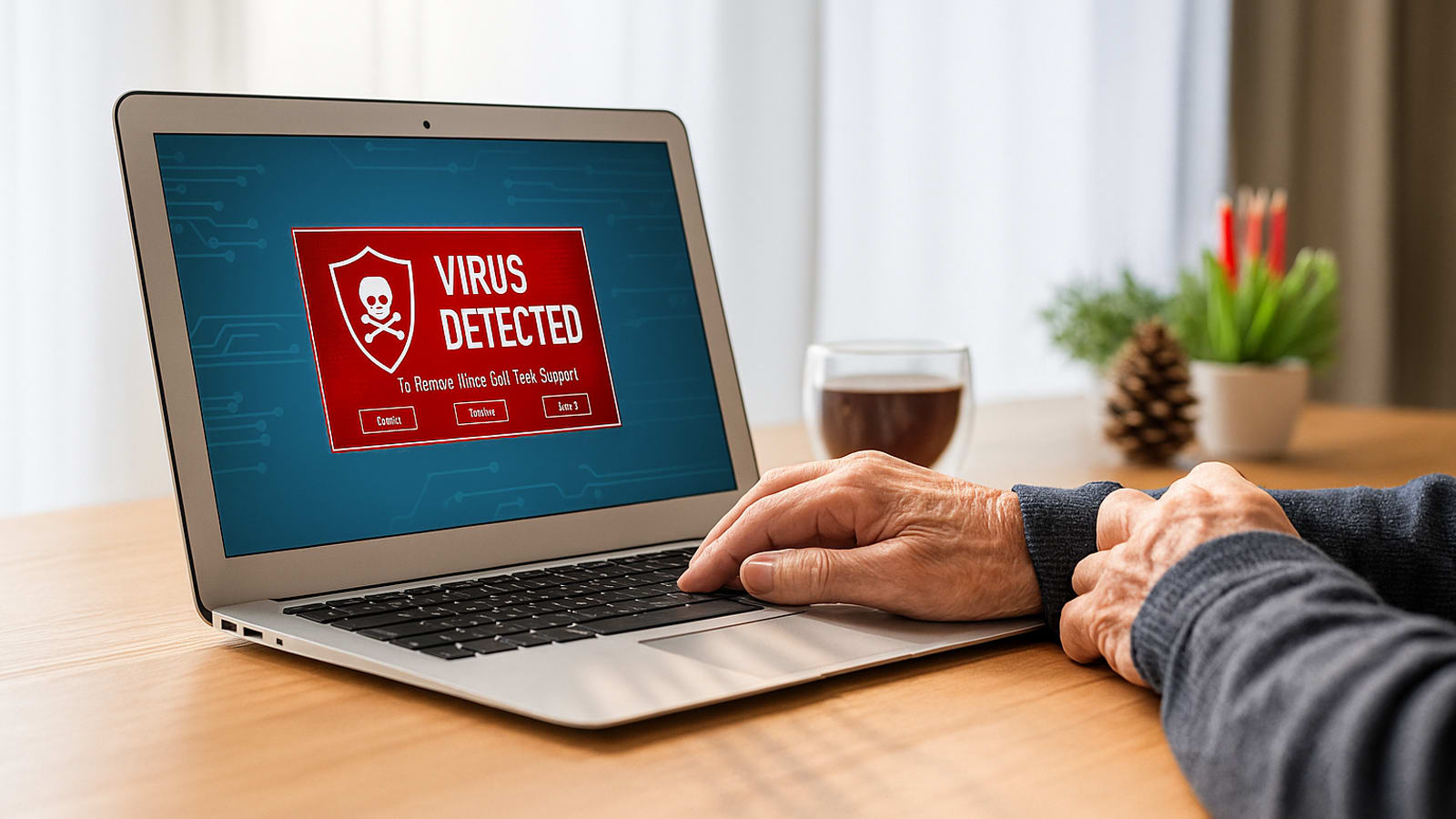 Fake pop-ups and unsolicited calls claim your device is infected to trick you into handing over access or payment.