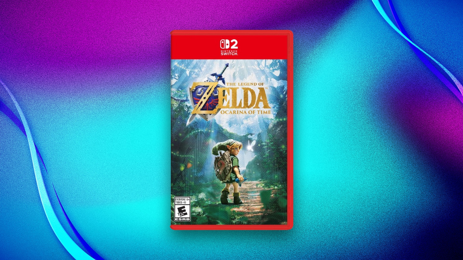 Legend of Zelda- Ocarina of Time game iwth a blue background