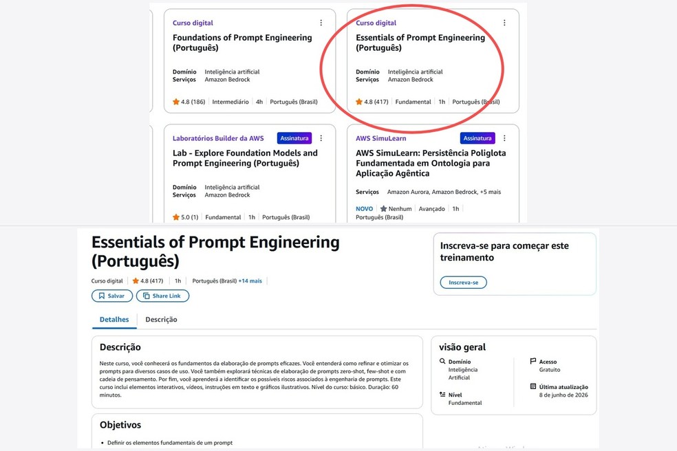 AWS Skill Builder: como fazer curso grátis de engenharia de prompts
