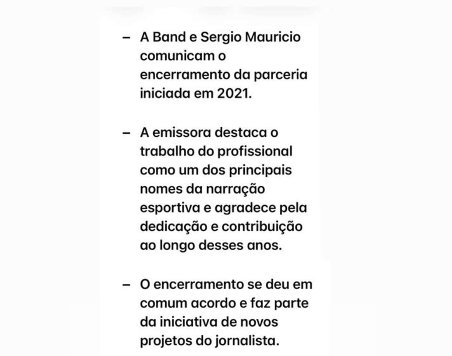 Sergio Maur&iacute;cio informou sobre o encerramento do contrato com a Band pelas redes sociais &ndash;