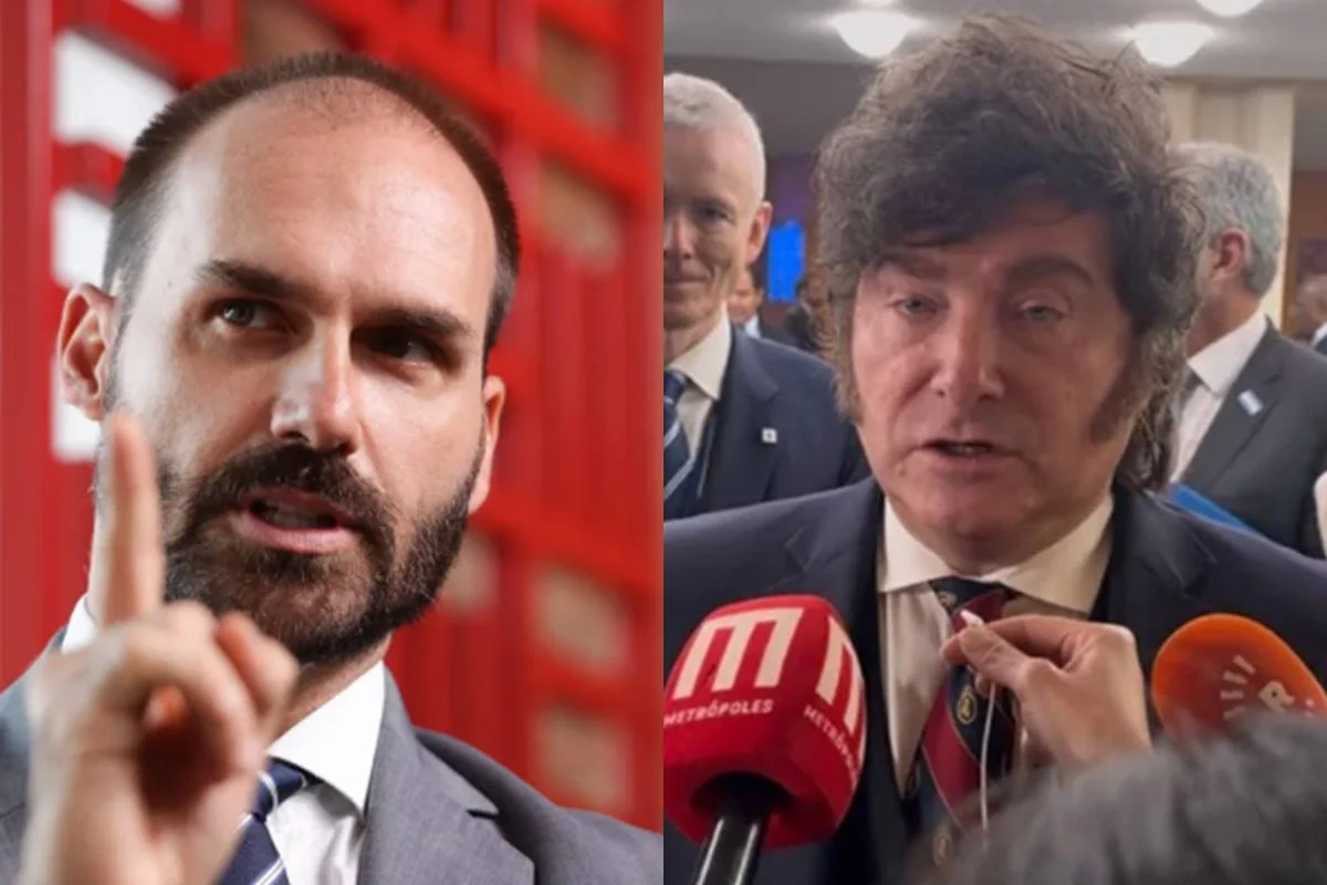 Eduardo Bolsonaro e Milei são convidados para mesmo evento nos EUA nesta 4ª
