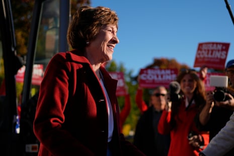 Susan Collins smiles at a crowd of supporters