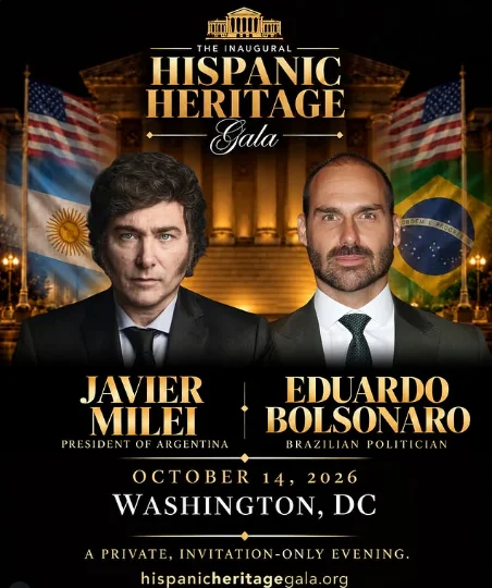Eduardo Bolsonaro e Milei são convidados para mesmo evento nos EUA nesta 4ª