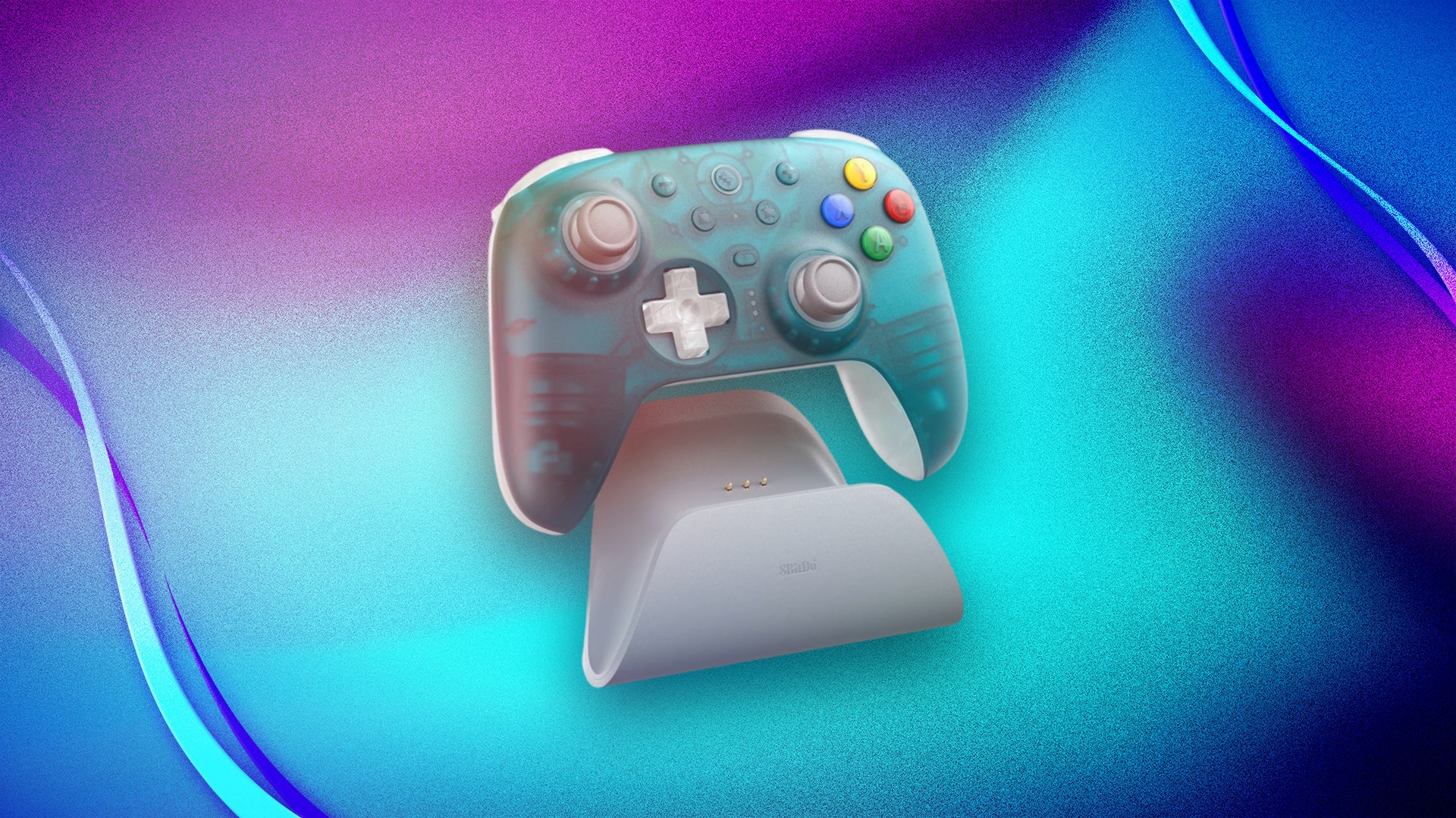 An 8Bitdo controller on a CNET Prime Day background