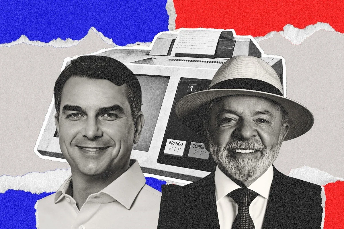 Flávio Bolsonaro (PL) e Luiz Inácio Lula da Silva (PT)